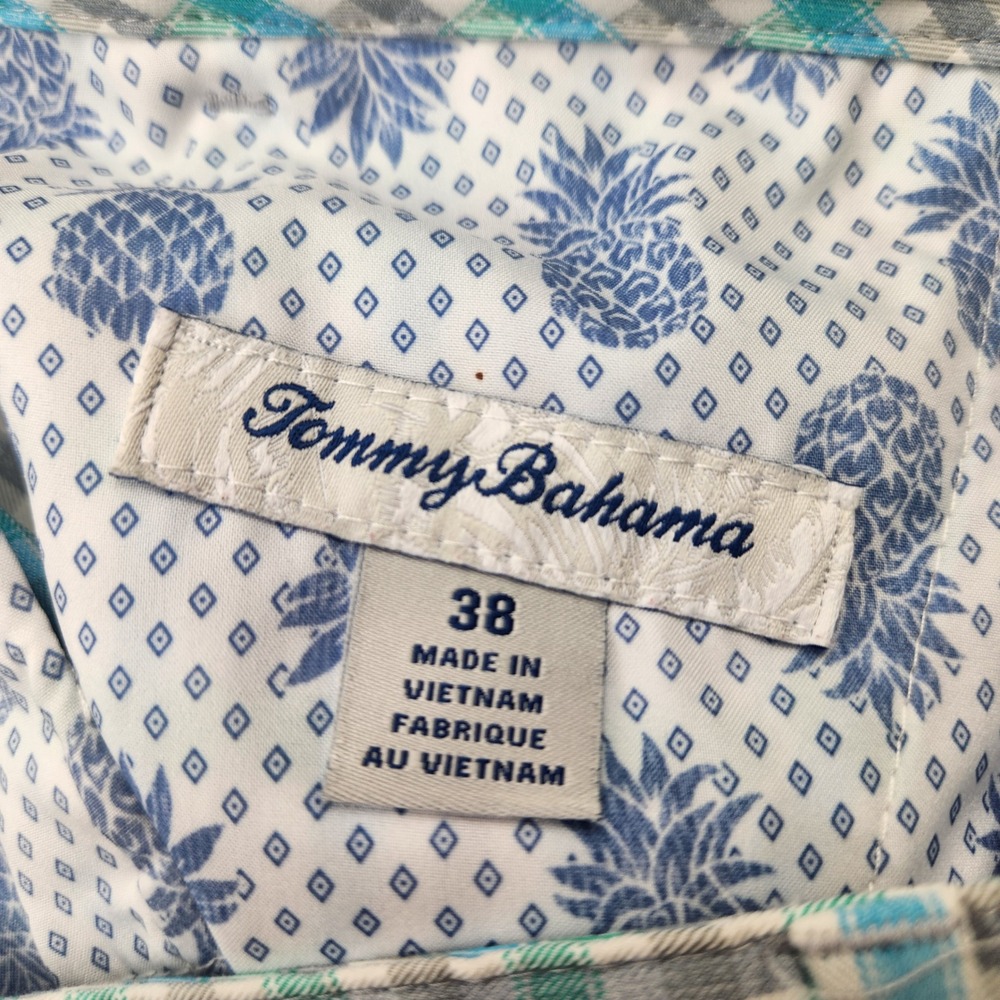 Tommy Bahama Mens Plaid Golf Shorts Teal Blue Grey Size 38 Gripper Waistband - Picture 3 of 7